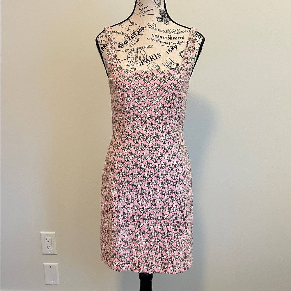 J. Crew Mini Dress in Pink with umbrella pattern